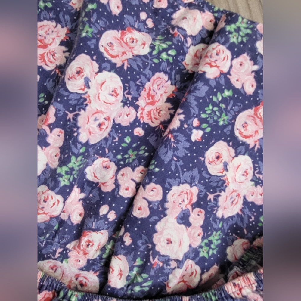 Vintage 70s Off The Shoulder Cabbage Rose Floral Dress - Picture 8 of 12